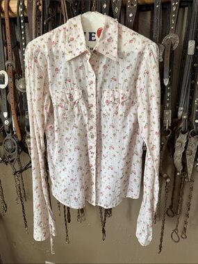 Floral Snap-Front Western Shirt — Pink & Cream